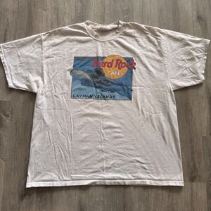 Hard Rock Cafe Cayman Islands Vintage Stingray Graphic T-Shirt Mens XXL Cream